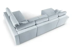 Cosmopolitan Design - Sofá panorâmico convertível em linha reta com caixa de arrumação