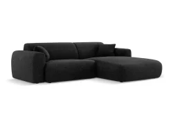Sofá|Cosmopolitan Design - Sofá de canto direito "Nolio" 4 lugares em tecido chenille - 235x170x72cm Preto