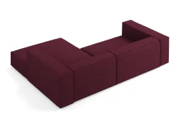 Sofá*Cosmopolitan Design - Sofá de canto direito "Arendal" 3 lugares em tecido chenille com efeito canelado rubi - 224x166x70cm Vermelho