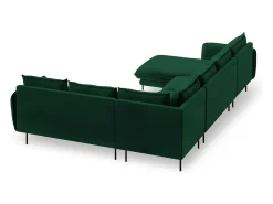 Cosmopolitan Design - Sofá de canto direito panorâmico "Vienna" 7 lugares em veludo verde garrafa - 330x235x95cm^ Sofá