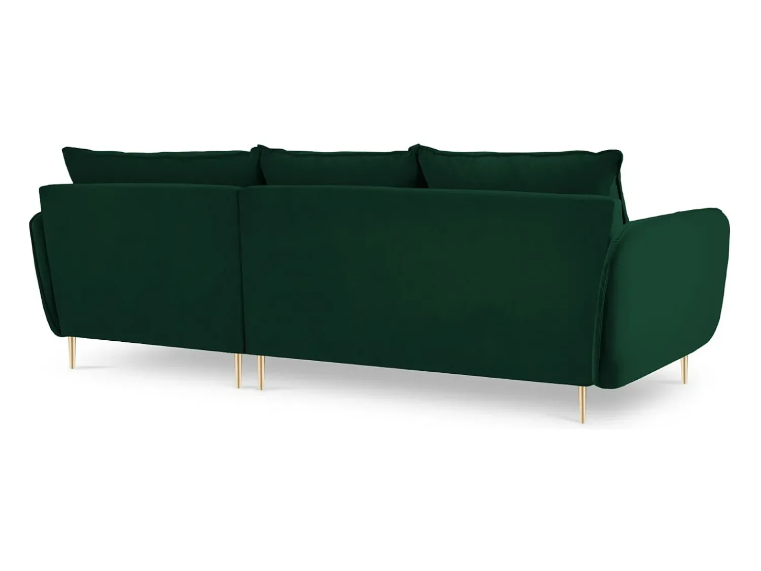 Cosmopolitan Design - Sofá de canto direito "Vienna" 5 lugares em veludo verde garrafa - 255x170x95cm^ Sofá