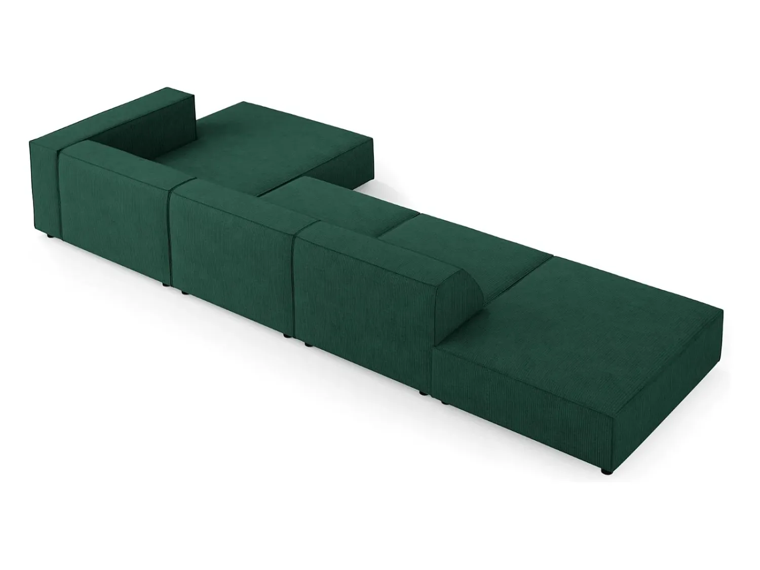 Sofá*Cosmopolitan Design - Sofá de canto direito "Arendal" 5 lugares em tecido chenille com efeito canelado verde garrafa - 341x166x70cm Verde pinho