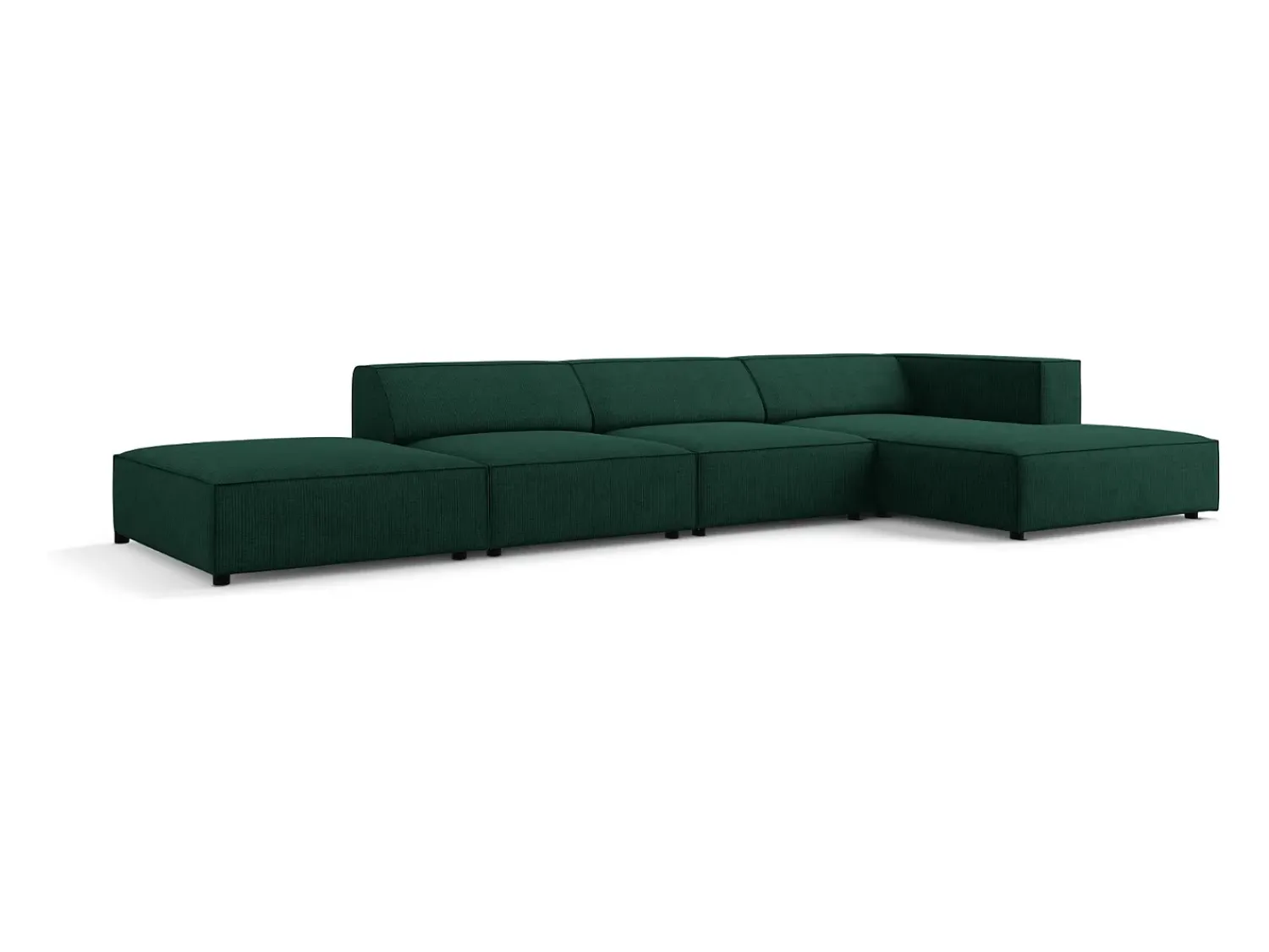 Sofá*Cosmopolitan Design - Sofá de canto direito "Arendal" 5 lugares em tecido chenille com efeito canelado verde garrafa - 341x166x70cm Verde pinho