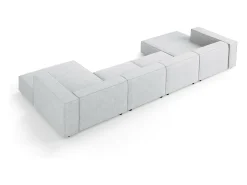 Sofá|Cosmopolitan Design - Sofá panorâmico "Arendal" 6 lugares em tecido chenille com efeito canelado cinza claro - 364x166x70cm Cinzento claro