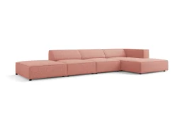 Discount Cosmopolitan Design - Sofá de canto direito "Arendal" 5 lugares em tecido chenille - 341x166x70cm Rosa
