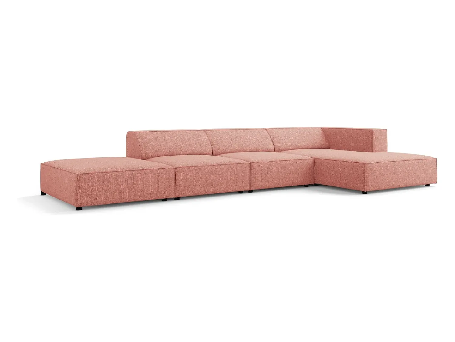 Discount Cosmopolitan Design - Sofá de canto direito "Arendal" 5 lugares em tecido chenille - 341x166x70cm Rosa