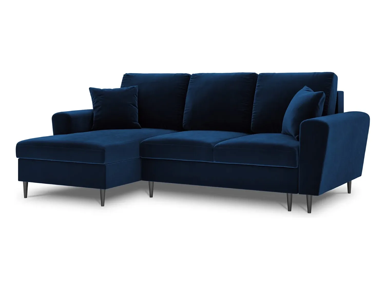 Sofá|Cosmopolitan Design - Sofá convertível de canto esquerdo com caixa de arrumação "Kyoto" 4 lugares em veludo azul real - 241x145x88cm Azul escuro