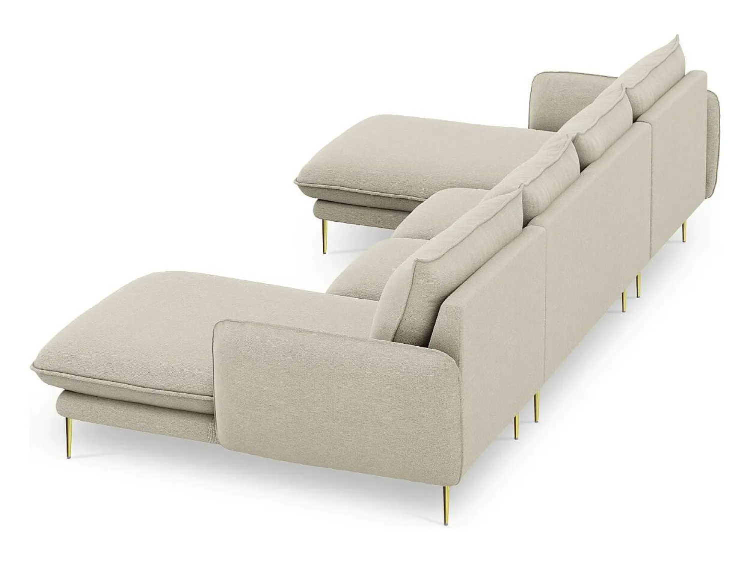 Sofá*Cosmopolitan Design - Sofá panorâmico "Vienna" 6 lugares em tecido estrutural - 350x170x95cm Bege