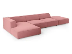 Sofá|Cosmopolitan Design - Sofá de canto esquerdo "Arendal" 5 lugares em veludo salmão - 341x166x70cm Rosa claro