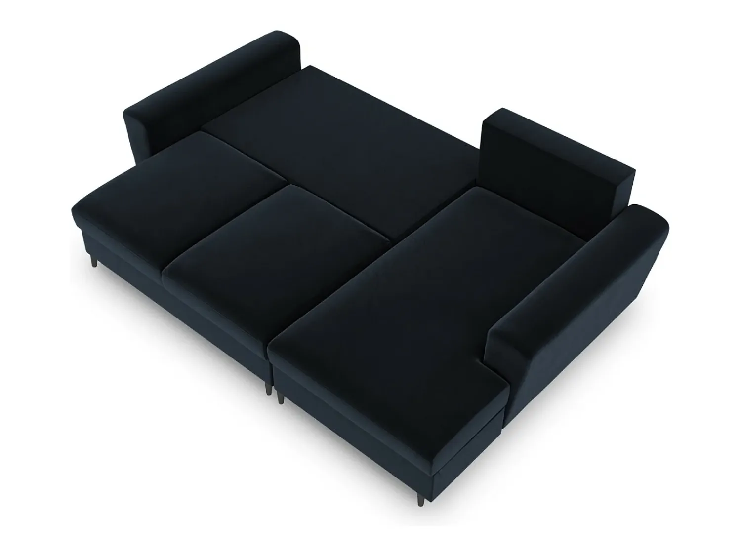 Sofá*Cosmopolitan Design - Sofá convertível de canto direito com caixa de arrumação "Kyoto" 4 lugares em veludo - 241x145x88cm Azul escuro