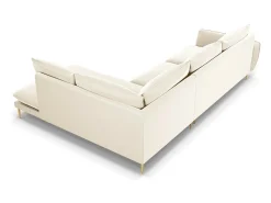 Hot Cosmopolitan Design - Sofá de canto direito "Vienna" 6 lugares em veludo claro - 275x185x95cm Bege