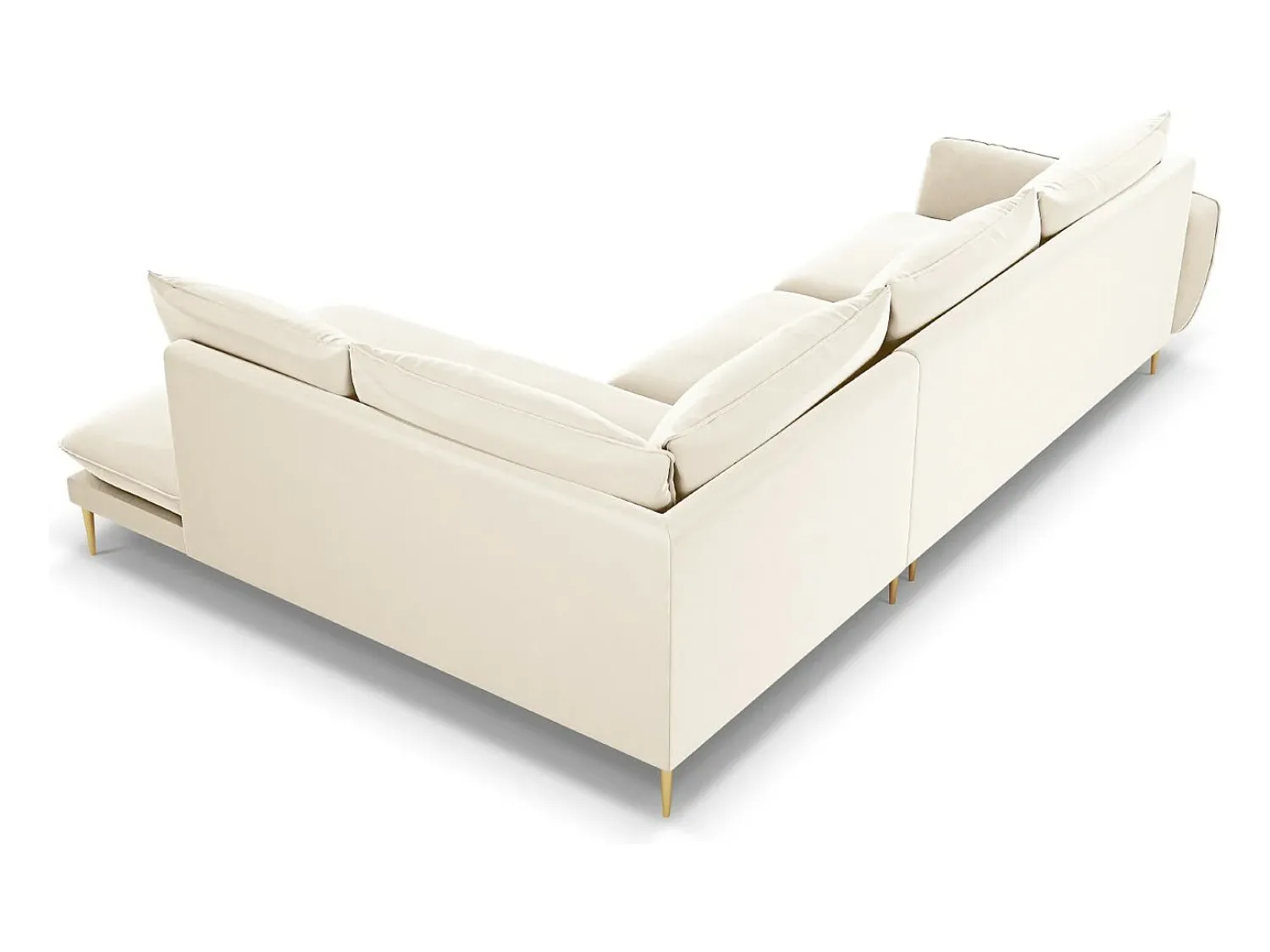 Hot Cosmopolitan Design - Sofá de canto direito "Vienna" 6 lugares em veludo claro - 275x185x95cm Bege