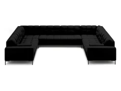 Sofá|Cosmopolitan Design - Sofá panorâmico "Bali" 9 lugares em tecido estrutural - 327x256x75cm Preto