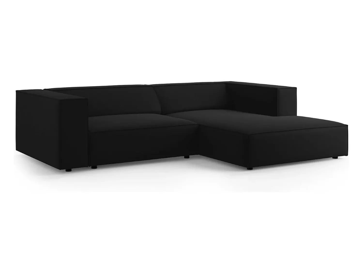 Sofá|Cosmopolitan Design - Sofá de canto direito "Arendal" 3 lugares em veludo - 224x166x70cm Preto