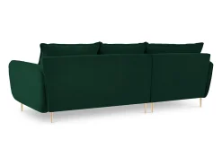 Cosmopolitan Design - Sofá de canto esquerdo "Vienna" 5 lugares em veludo verde garrafa - 255x170x95cm^ Sofá