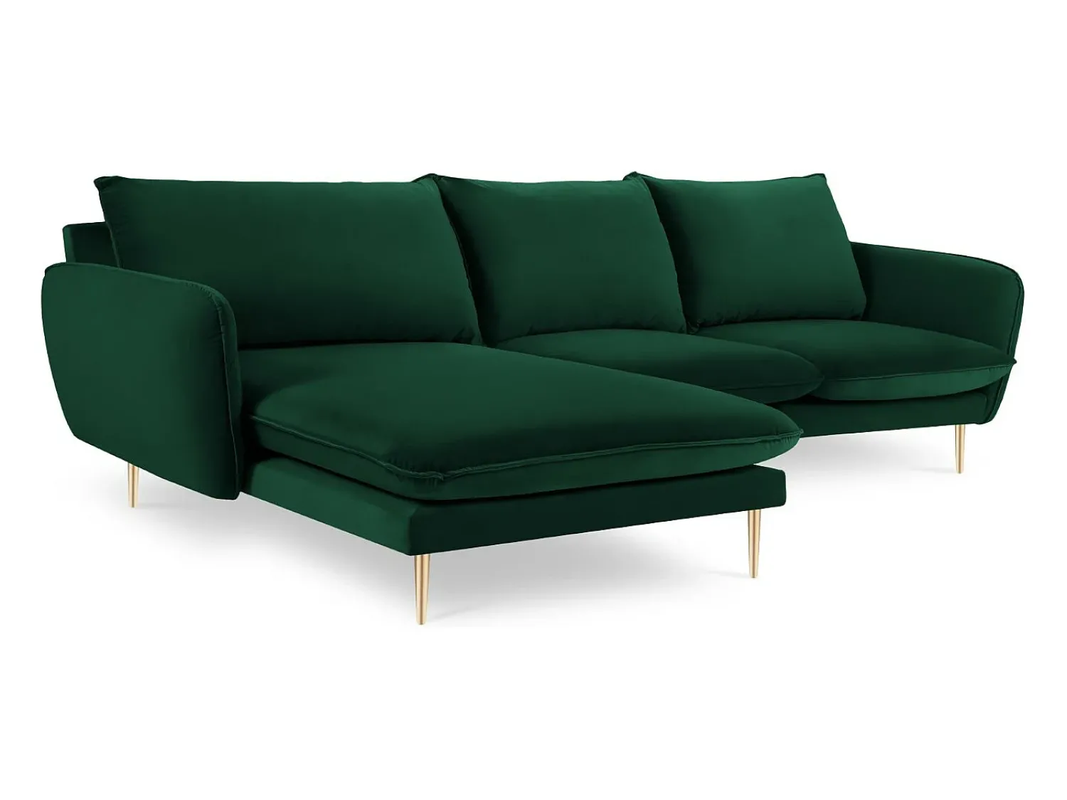 Cosmopolitan Design - Sofá de canto esquerdo "Vienna" 5 lugares em veludo verde garrafa - 255x170x95cm^ Sofá