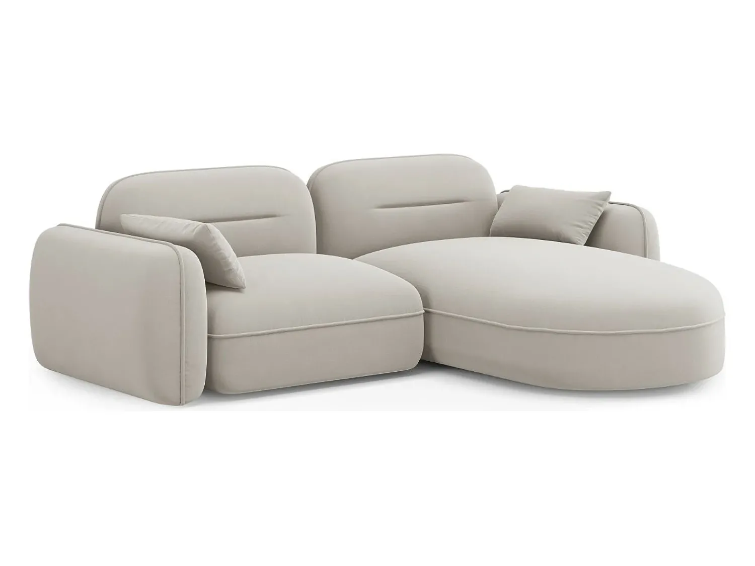Outlet Cosmopolitan Design - Sofá modular de canto direito "Sydney" 3 lugares em veludo claro - 230x165x70cm Bege