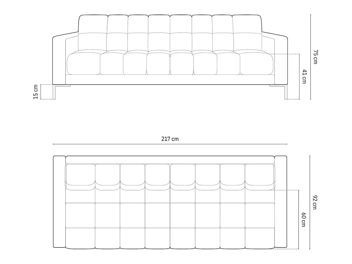 Cosmopolitan Design - Sofá "Bali" 4 lugares em tecido estrutural - 217x92x75cm^ Sofá
