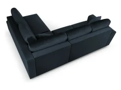 Sofá|Cosmopolitan Design - Sofá convertível de canto direito com caixa de arrumação "Kyoto" 5 lugares em veludo - 243x194x88cm Azul escuro