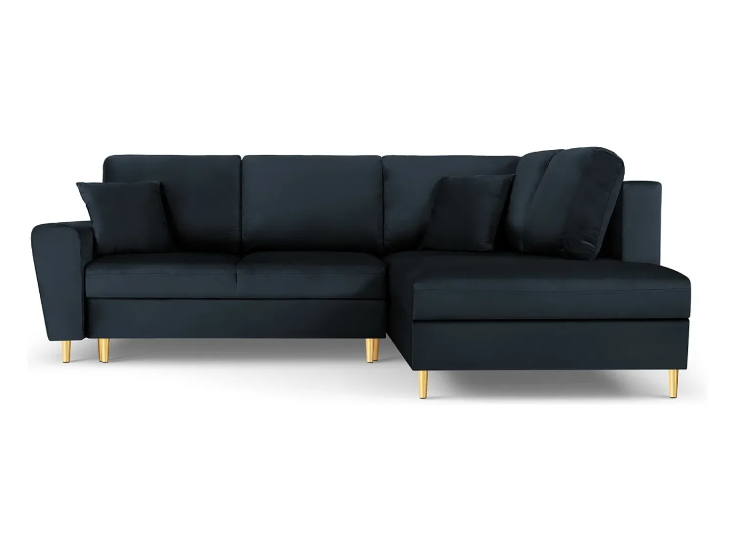 Sofá|Cosmopolitan Design - Sofá convertível de canto direito com caixa de arrumação "Kyoto" 5 lugares em veludo - 243x194x88cm Azul escuro