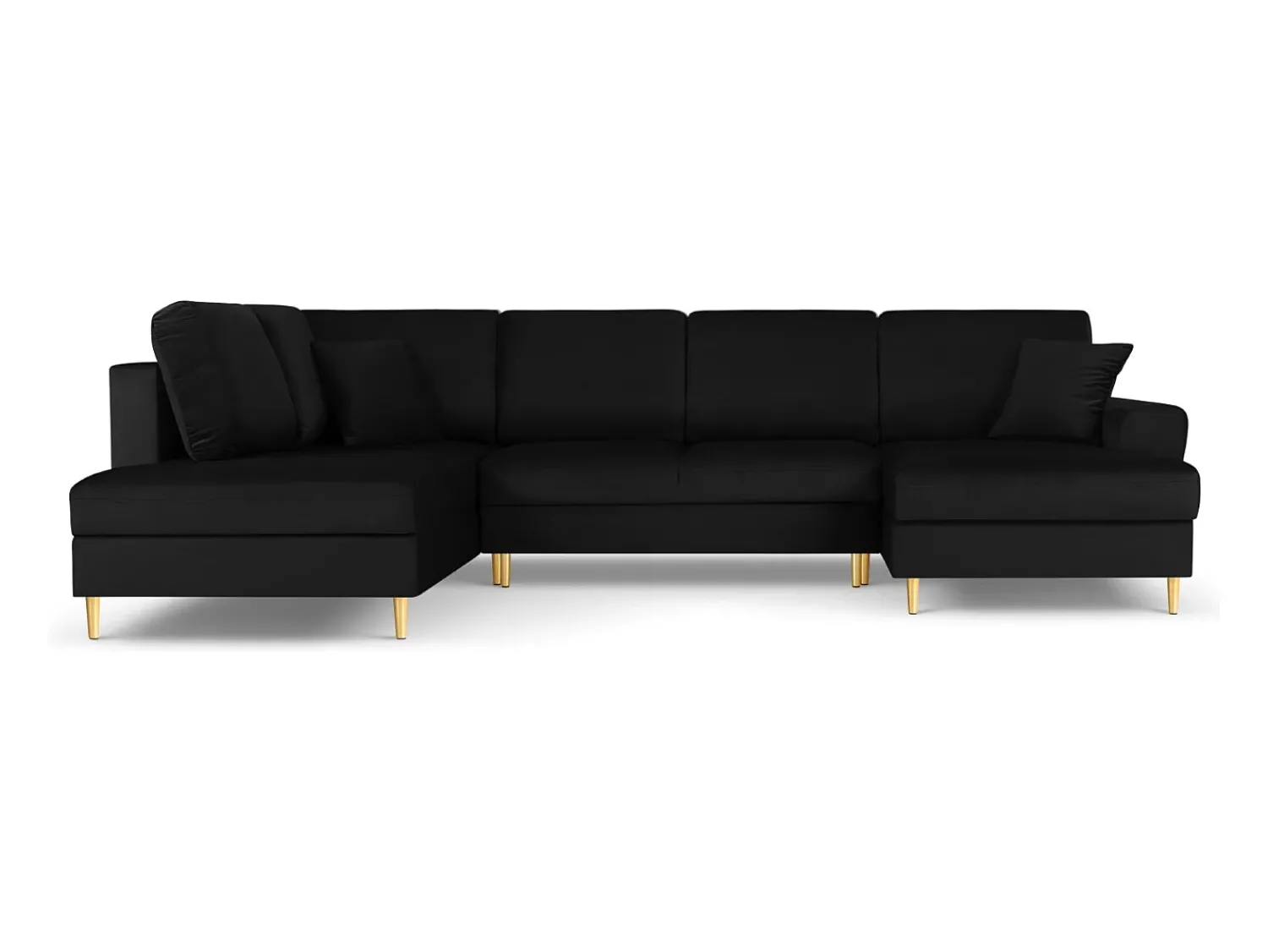 Sofá*Cosmopolitan Design - Sofá panorâmico convertível esquerdo com caixa de arrumação "Kyoto" 7 lugares em veludo - 313x194x88cm Preto