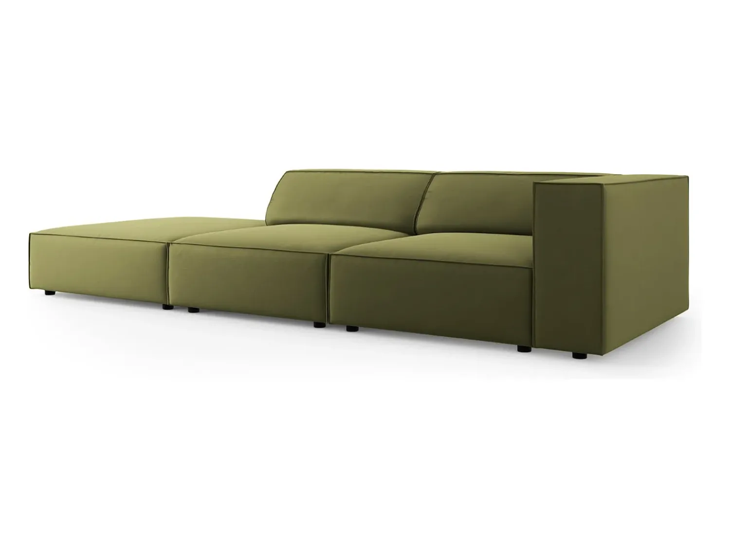Cosmopolitan Design - Sofá esquerdo "Arendal" 4 lugares em veludo - 262x102x70cm Verde claro