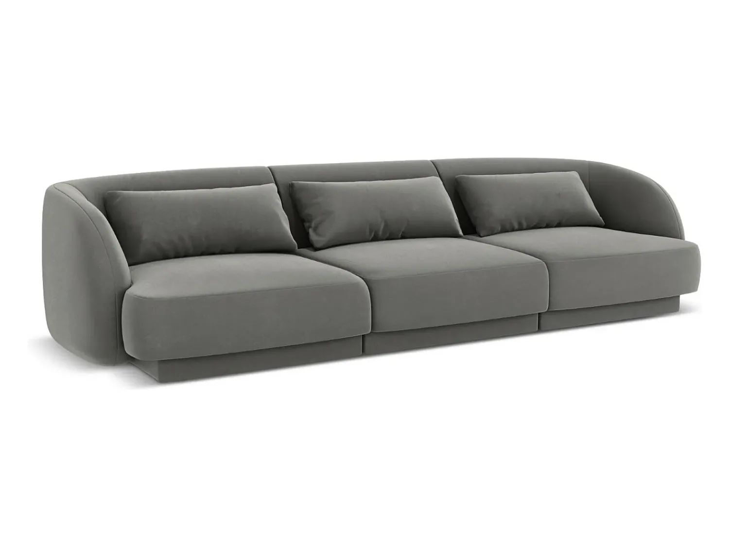 Sofá|Cosmopolitan Design - Sofá "Tulum" 3 lugares em veludo cinza claro - 255x90x70cm Cinzento claro