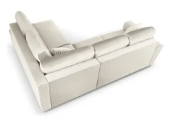 Cosmopolitan Design - Sofá convertível de canto direito com caixa de arrumação "Kyoto" 5 lugares em veludo claro - 243x194x88cm^ Sofá
