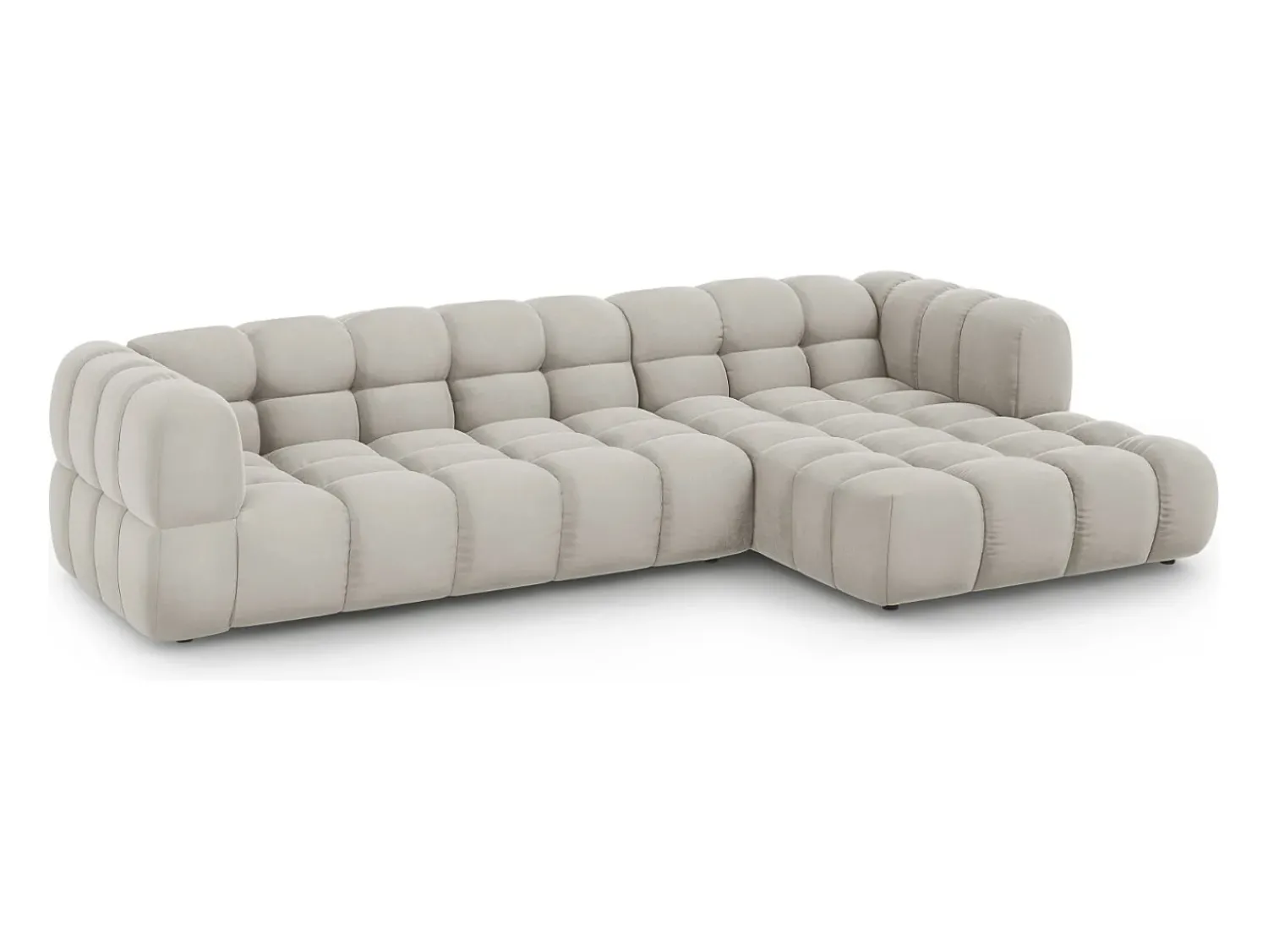Online Cosmopolitan Design - Sofá modular de canto direito "Sky" 4 lugares em veludo claro - 300x162x75cm Bege