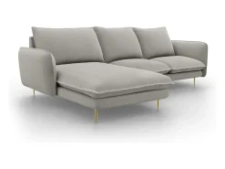 Cosmopolitan Design - Sofá de canto esquerdo "Vienna" 5 lugares em tecido estrutural cinza claro - 255x170x95cm^ Sofá