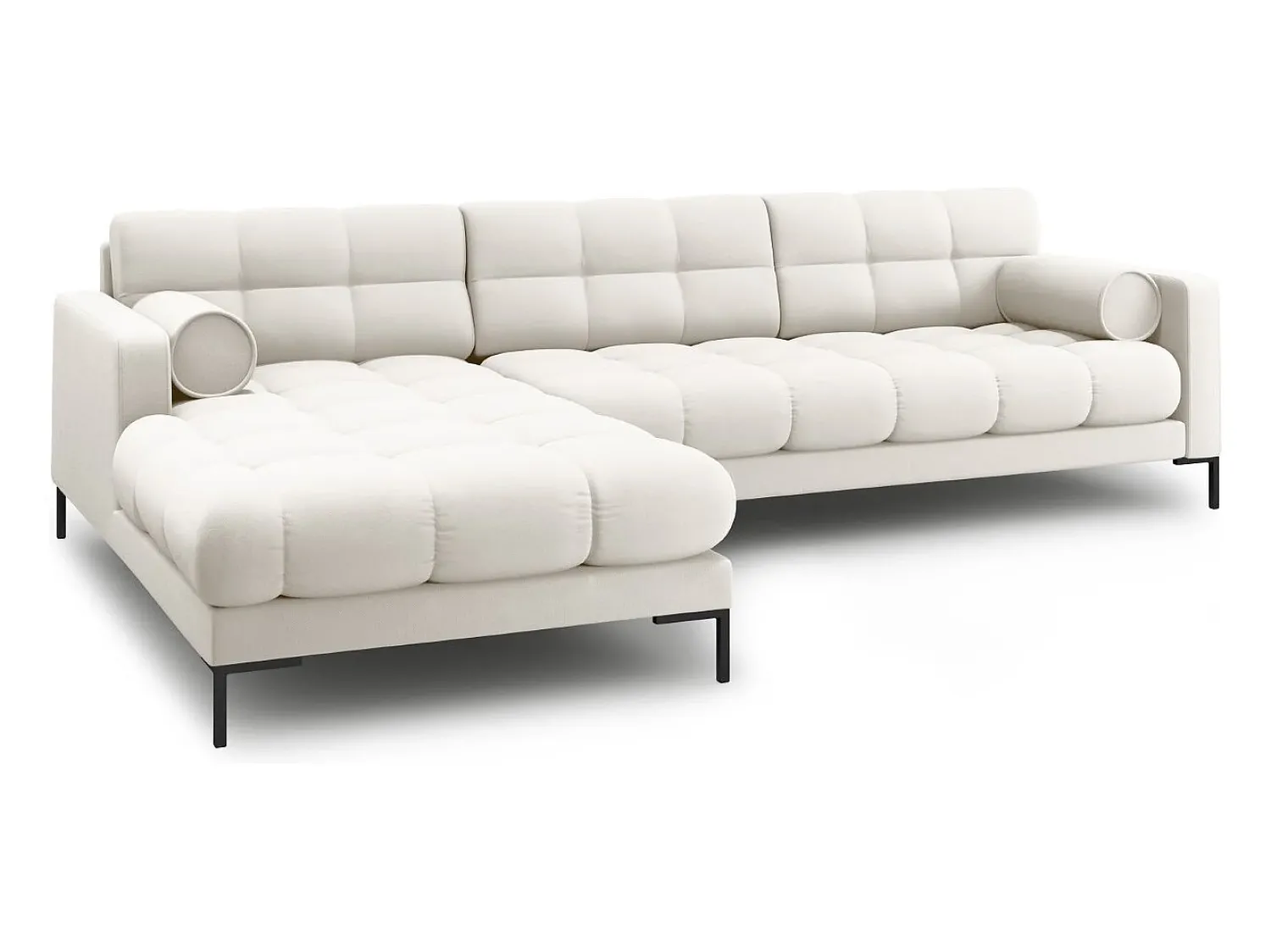 Best Cosmopolitan Design - Sofá de canto esquerdo "Bali" 5 lugares em tecido estrutural claro - 293x185x75cm Bege