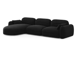 Sofá*Cosmopolitan Design - Sofá modular de canto esquerdo "Sydney" 4 lugares em veludo - 320x165x70cm Preto