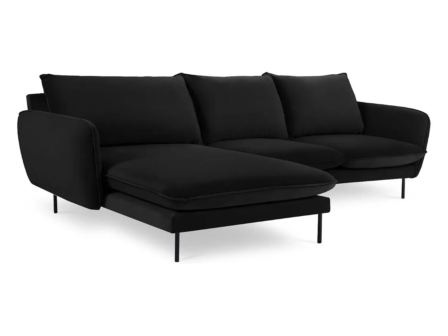 Cosmopolitan Design - Sofá de canto esquerdo "Vienna" 5 lugares em veludo - 255x170x95cm^ Sofá