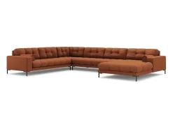 Cosmopolitan Design - Sofá de canto panorâmico à esquerda "Bali" 7 lugares em tecido estrutural tijolo - 327x256x75cm^ Sofá