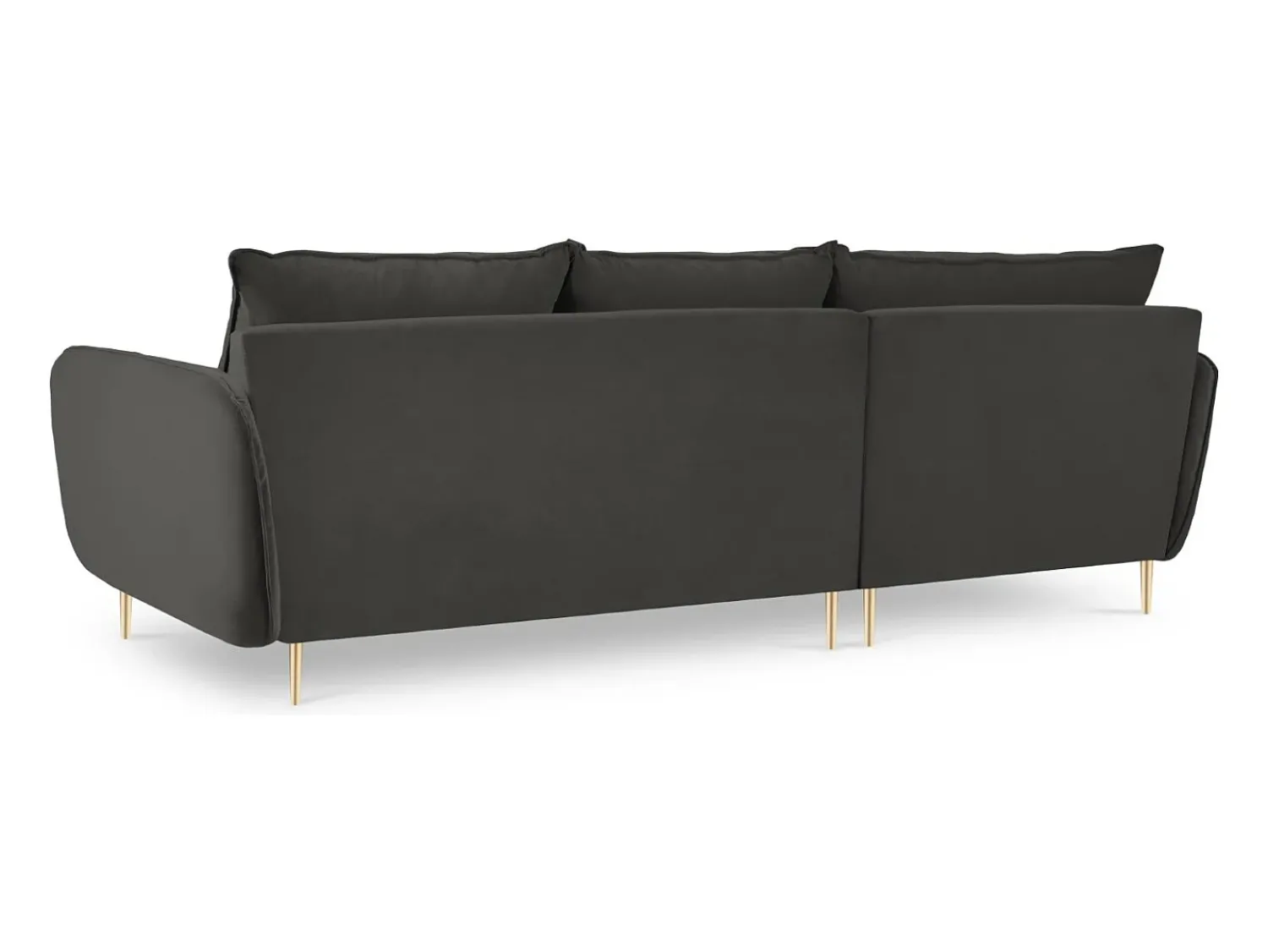 Sofá*Cosmopolitan Design - Sofá de canto esquerdo "Vienna" 5 lugares em veludo cinza escuro - 255x170x95cm Cinza antracite