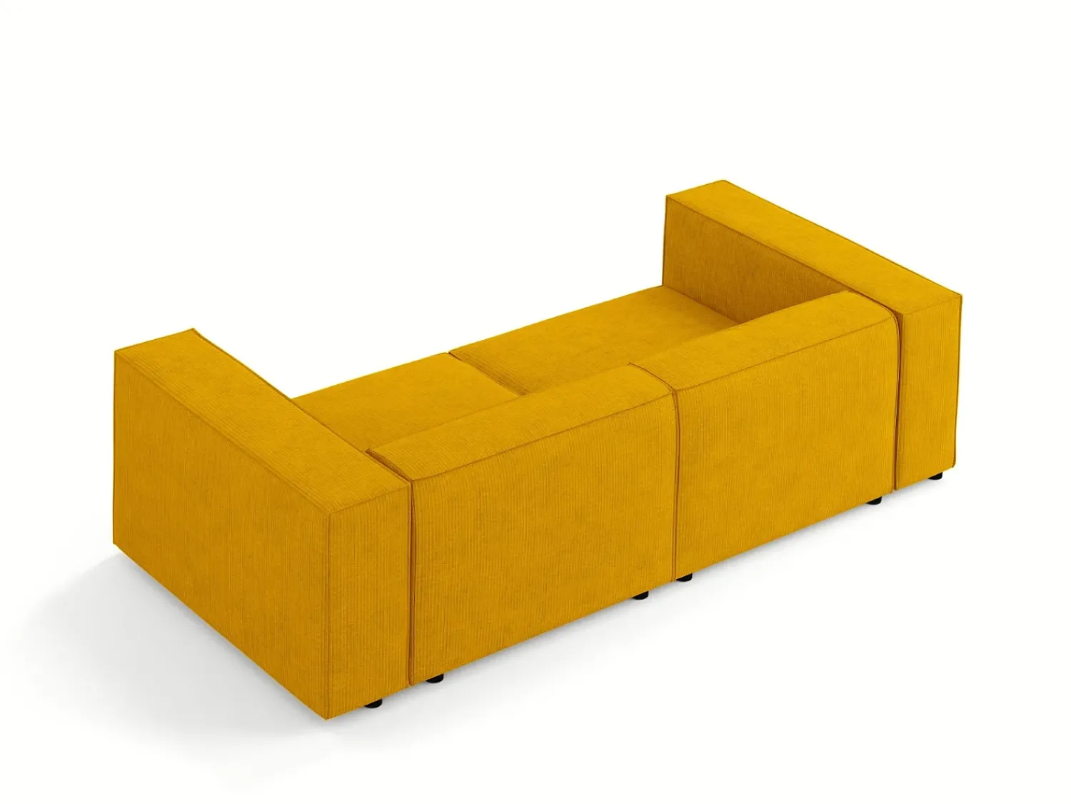 Sofá|Cosmopolitan Design - Sofá "Arendal" 3 lugares em tecido chenille com efeito canelado mostarda - 204x102x70cm Amarelo mostarda