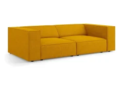Sofá|Cosmopolitan Design - Sofá "Arendal" 3 lugares em tecido chenille com efeito canelado mostarda - 204x102x70cm Amarelo mostarda