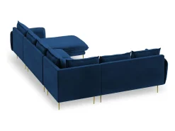 Cosmopolitan Design - Sofá de canto panorâmico à esquerda "Vienna" 7 lugares em veludo azul real - 330x235x95cm^ Sofá