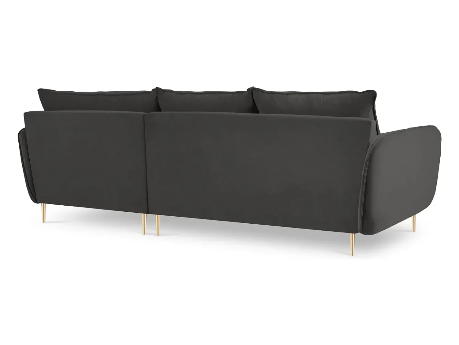 Sofá|Cosmopolitan Design - Sofá de canto direito "Vienna" 5 lugares em veludo cinza escuro - 255x170x95cm Cinza antracite