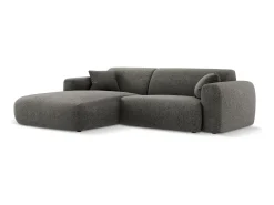 Cosmopolitan Design - Sofá de canto esquerdo "Nolio" 4 lugares em tecido chenille cinza - 235x170x72cm^ Sofá