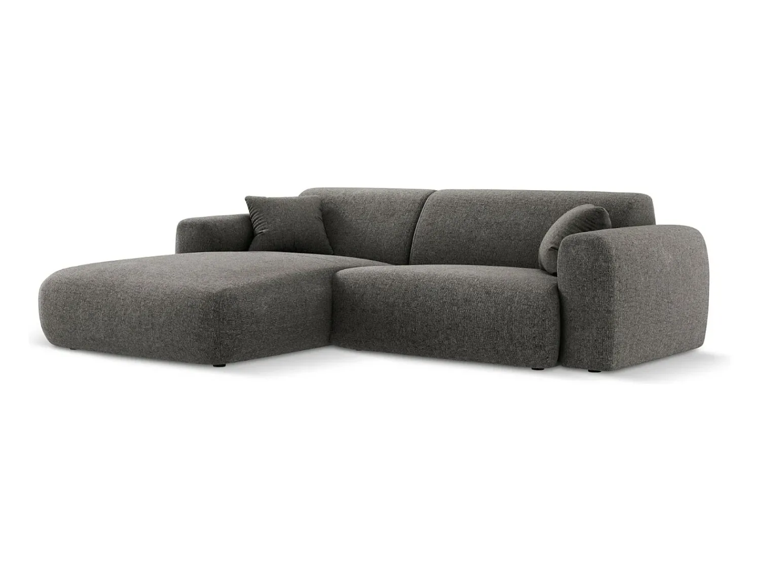 Cosmopolitan Design - Sofá de canto esquerdo "Nolio" 4 lugares em tecido chenille cinza - 235x170x72cm^ Sofá
