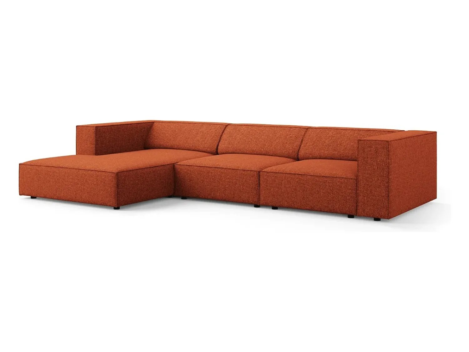 Sofá*Cosmopolitan Design - Sofá de canto esquerdo "Arendal" 4 lugares em tecido chenille - 284x166x70cm Terracota