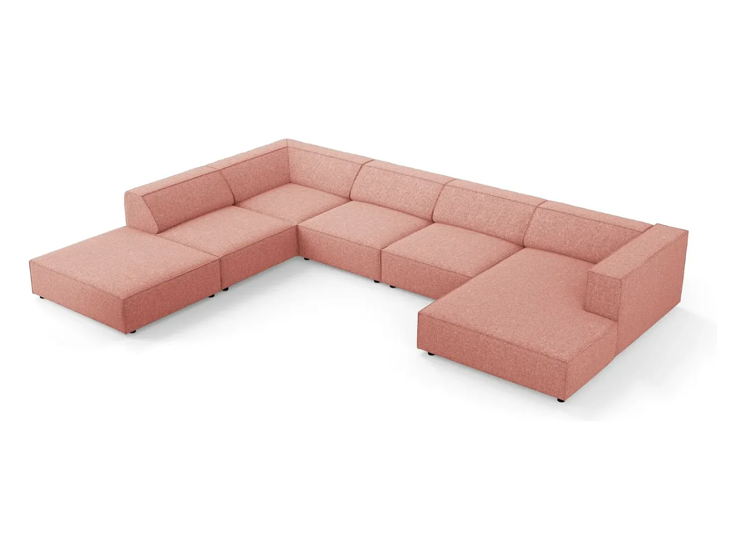 Cosmopolitan Design - Sofá de canto panorâmico à esquerda "Arendal" 7 lugares em tecido chenille - 364x262x70cm^ Sofá