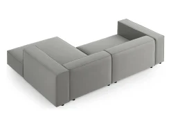 Clearance Cosmopolitan Design - Sofá de canto direito "Arendal" 3 lugares em veludo cinza claro - 224x166x70cm Cinzento claro