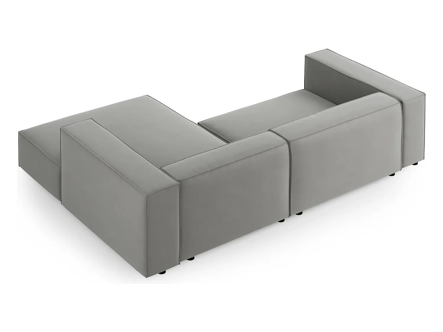 Clearance Cosmopolitan Design - Sofá de canto direito "Arendal" 3 lugares em veludo cinza claro - 224x166x70cm Cinzento claro