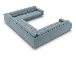 Sofá*Cosmopolitan Design - Sofá panorâmico "Bali" 9 lugares em veludo - 327x256x75cm Azul claro