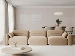 Cosmopolitan Design - Sofá modular "Sydney" 4 lugares em veludo areia - 320x90x70cm^ Sofá