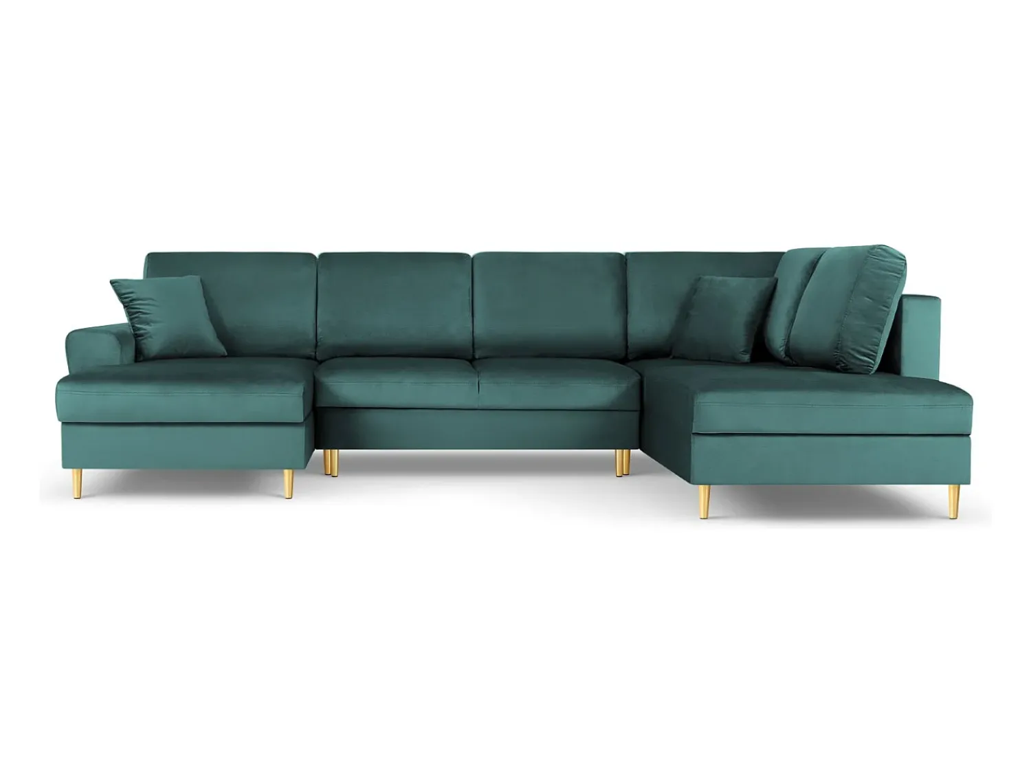 Sofá*Cosmopolitan Design - Sofá panorâmico convertível em linha reta com caixa de arrumação "Kyoto" 7 lugares em veludo petróleo - 313x194x88cm Verde esmeralda