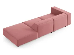 Cosmopolitan Design - Sofá direito "Arendal" 4 lugares em veludo salmão - 262x102x70cm Rosa claro