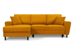 Sofá*Cosmopolitan Design - Sofá convertível de canto esquerdo com caixa de arrumação "Kyoto" 4 lugares em veludo cotelê - 241x145x88cm Amarelo